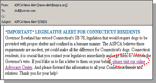 Sample legislative/action alert